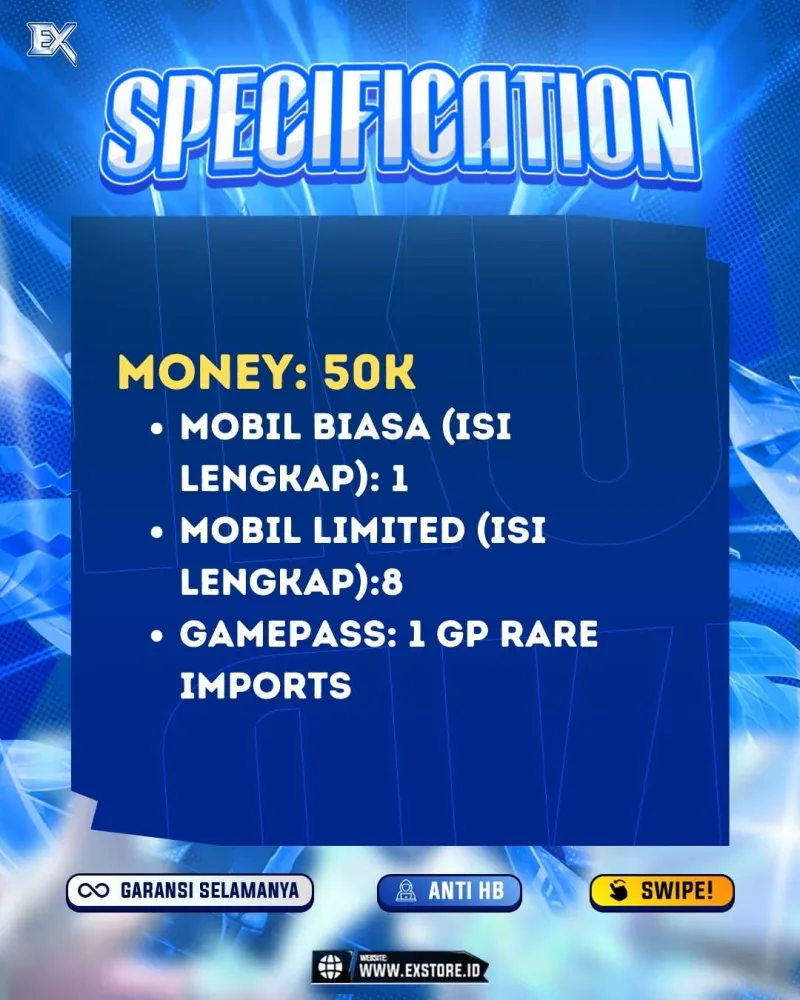 LIMITED CARS 8 + GAMEPASS 2