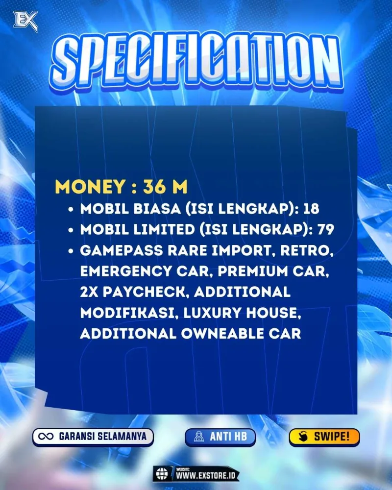 LIMITED CARS 79 + GAMEPASS 8