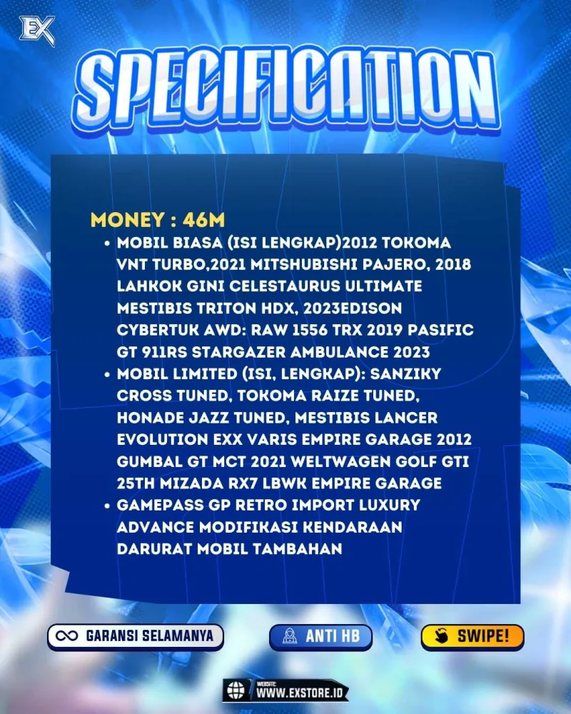 LIMITED CARS 10 + GAMEPASS 4