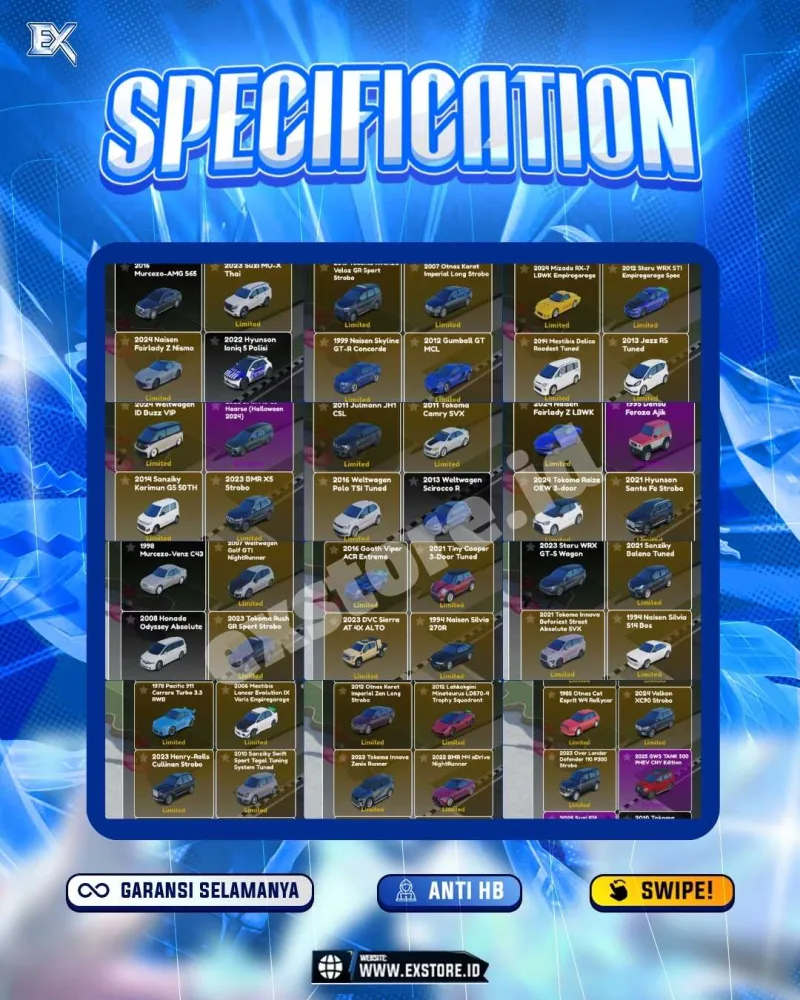 LIMITED CARS 79 + GAMEPASS 8