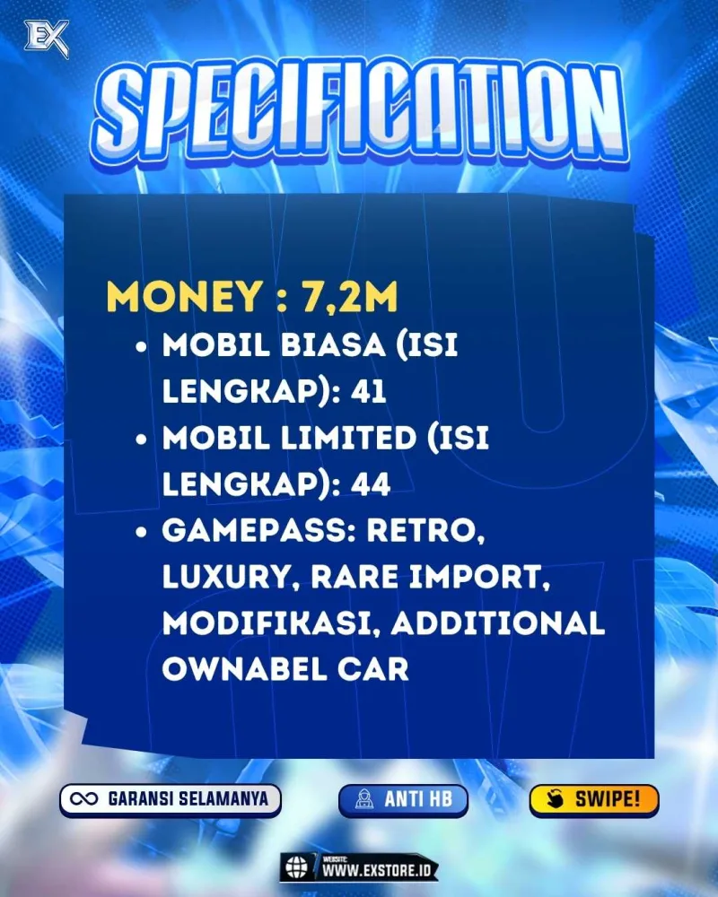 LIMITED CARS 44 + GAMEPASS 4