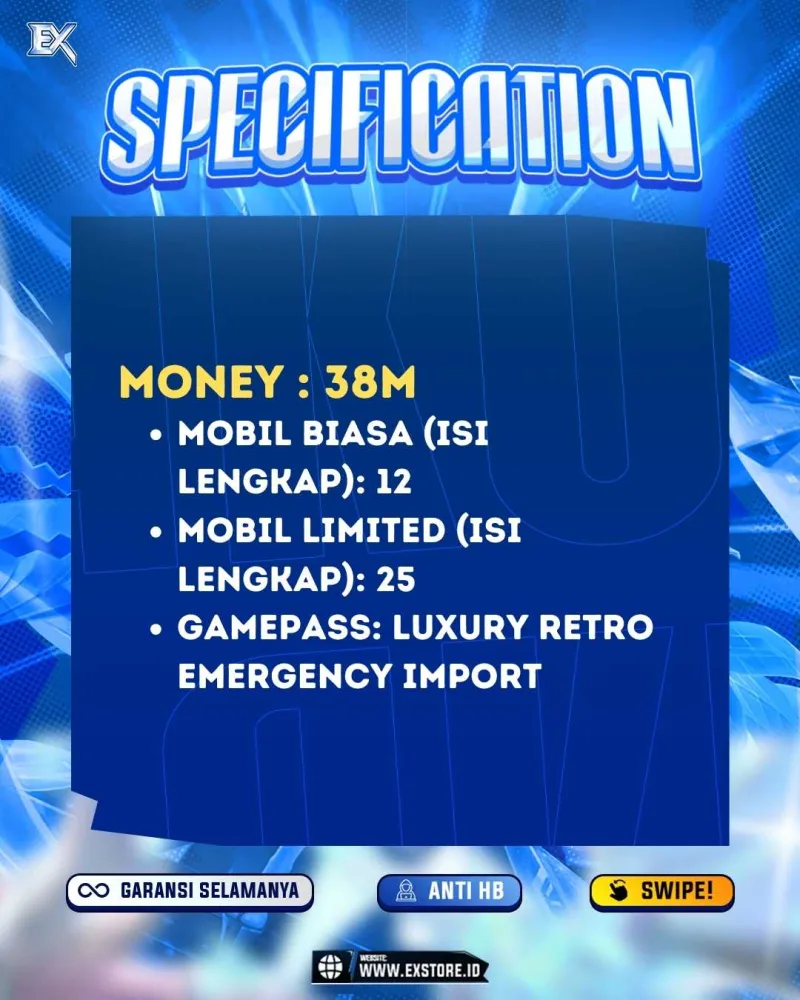 LIMITED CARS 25 + GAMEPASS 2