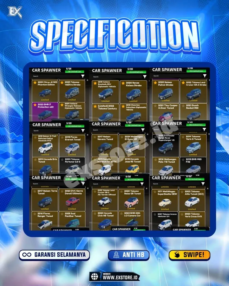 LIMITED CARS 38 + GAMEPASS 4