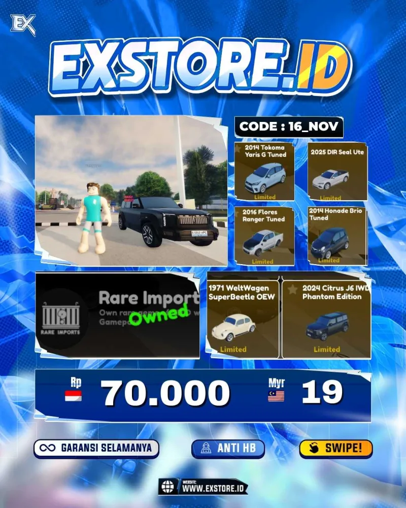LIMITED CARS 8 + GAMEPASS 2