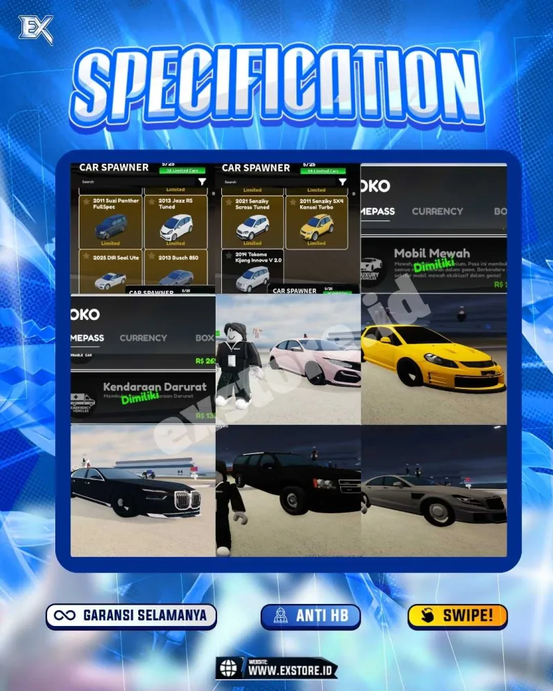 LIMITED CARS 38 + GAMEPASS 4