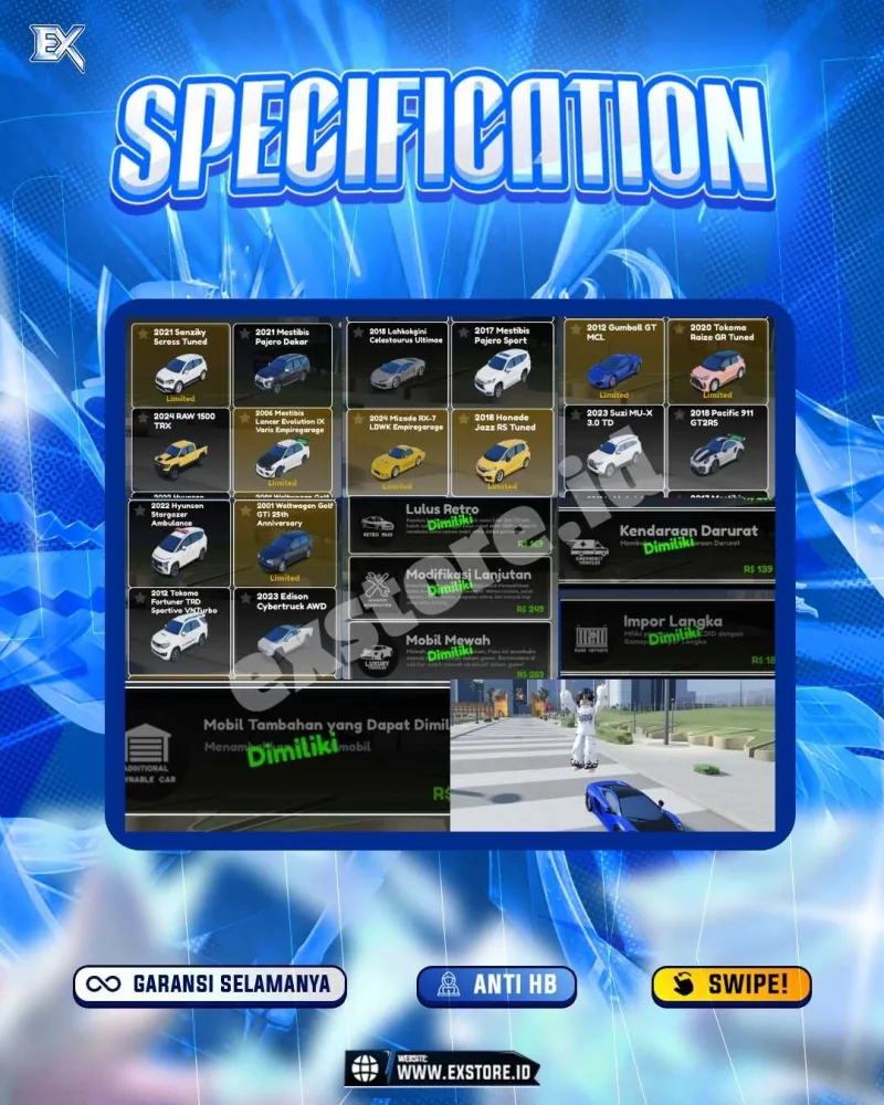 LIMITED CARS 10 + GAMEPASS 4