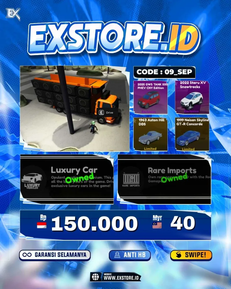 LIMITED CARS 25 + GAMEPASS 2