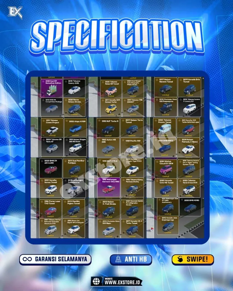 LIMITED CARS 79 + GAMEPASS 8