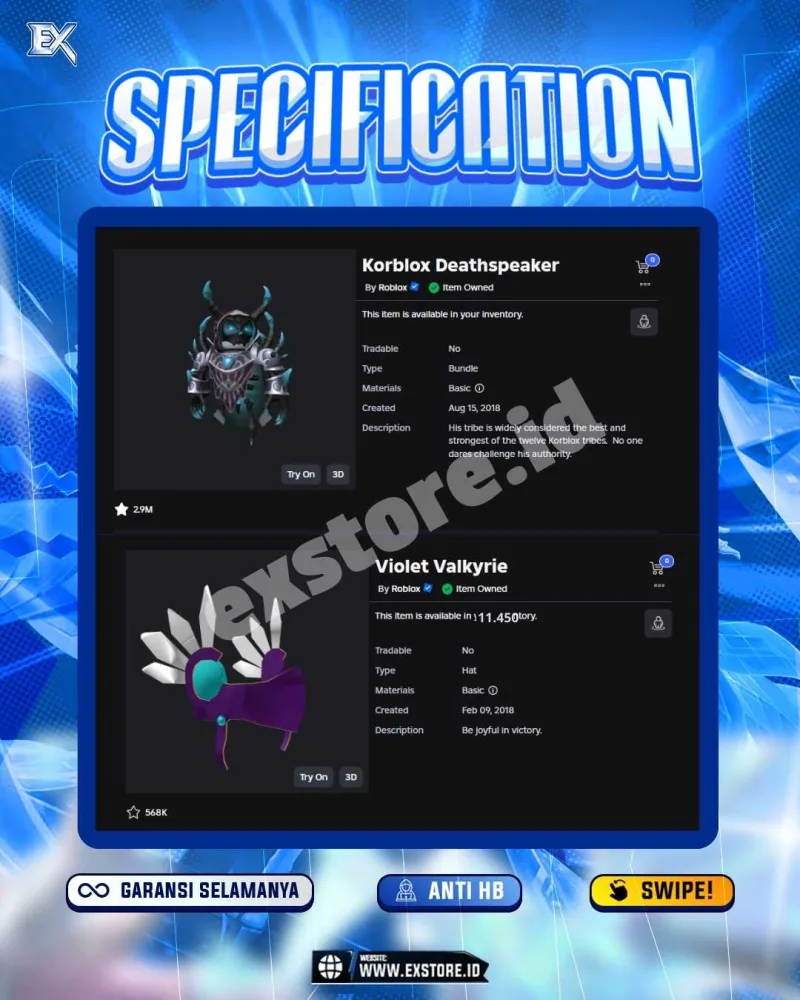 KORBLOX DEATHSPEAKER + VIOLET VALKYRIE