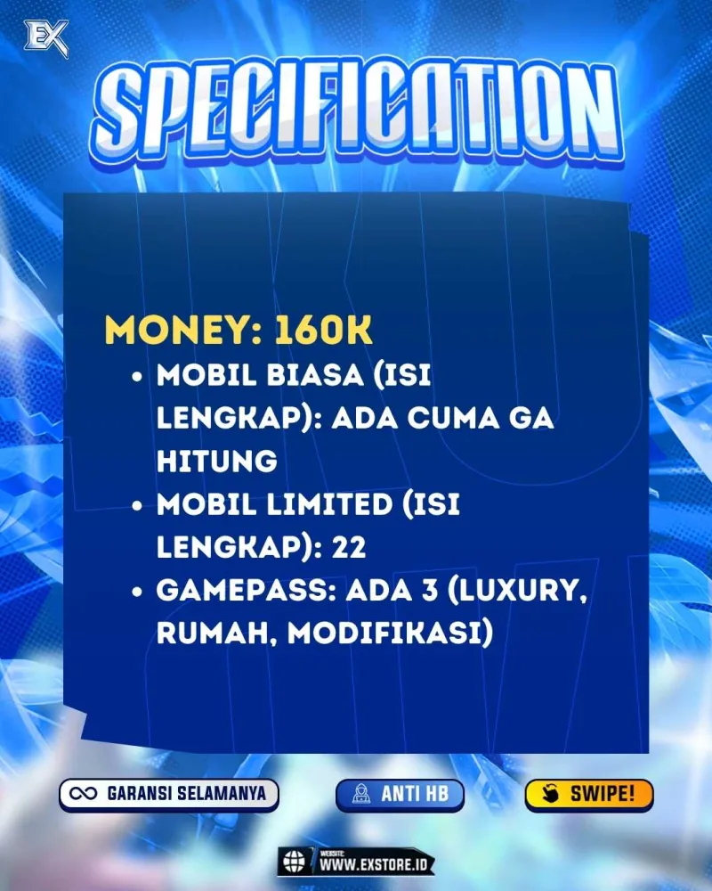 LIMITED CARS 22 + GAMEPASS 3