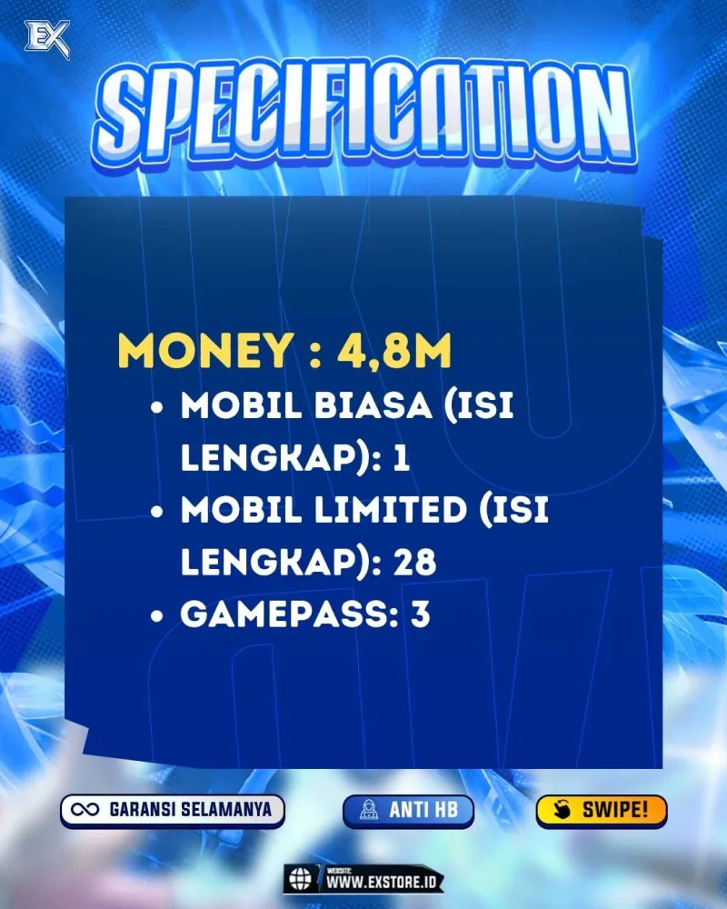 LIMITED CARS 28 + GAMEPASS 3